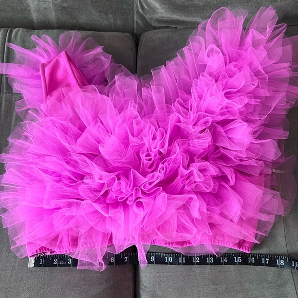 Fashion Nova Vibrant Pink Tulle Ruffle Top - Picture 7 of 7
